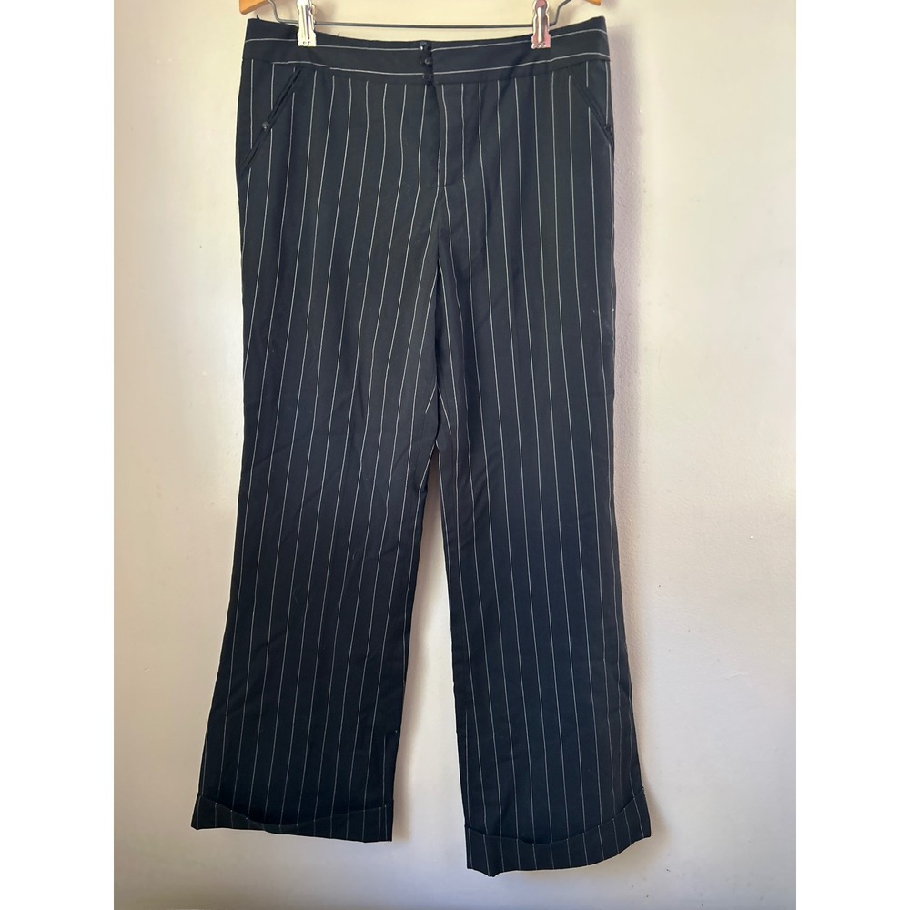 Y2K 2000s Pinstripe Wide Leg Pants Women's Size 10 ‎ Office IndieSleeze Grunge